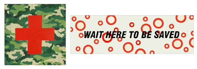 wait here to be saved . 2012 . acrylic . dyptic 197 x 64 cm